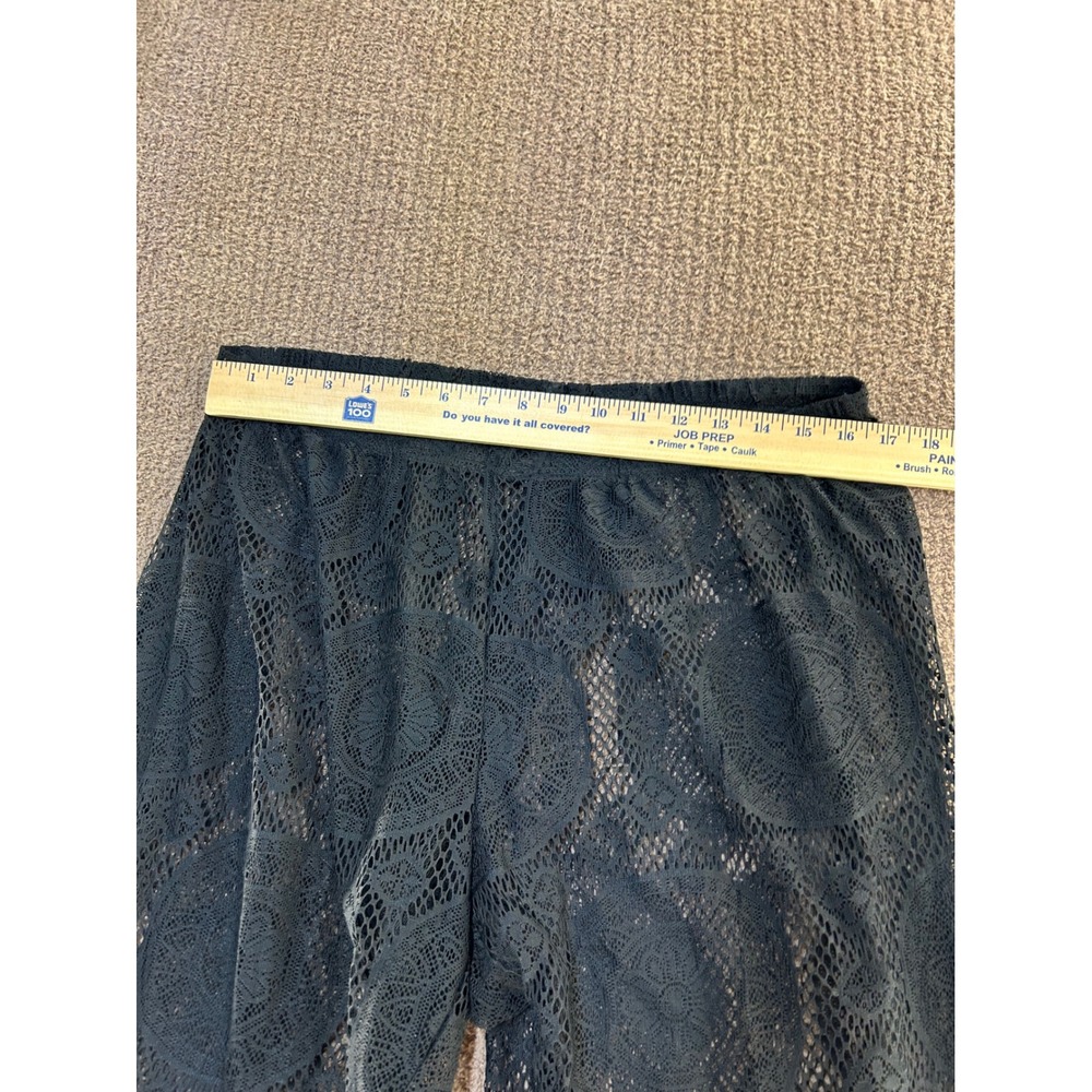 Ashley Stewart Black Floral Lace Wide Leg Pants Plus Size 18/20 Sheer Cover Up - Picture 6 of 7